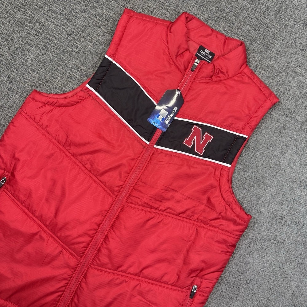 Nebraska Cornhuskers Puffer Vest Men's Large Red Full Zip Colosseum‎ Huskers